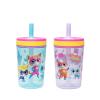Zak Designs 15oz Bluey Kelso Tumbler Set, Leak-Proof Screw-On Lid with Straw Made of Durable Plastic and Silicone, Perfect Bundle for Kids, 2 Count (Pack of 1)(Ginny  Sparks  Buddy  Bitsy (Disney’s SuperKitties))