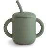 mushie x Bluey 100% Silicone Training Cup & Straw for Toddlers | 6 Months+ (Bluey Sage)(Dried Thyme)