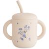 mushie x Bluey 100% Silicone Training Cup & Straw for Toddlers | 6 Months+ (Bluey Sage)(Lilac Flowers)