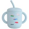 mushie x Bluey 100% Silicone Training Cup & Straw for Toddlers | 6 Months+ (Bluey Sage)(Retro Cars)