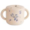 mushie x Bluey Silicone Snack Cup | Spill Proof Food Container for Toddler and Baby (Bluey Ivory)(Lilac Flowers)