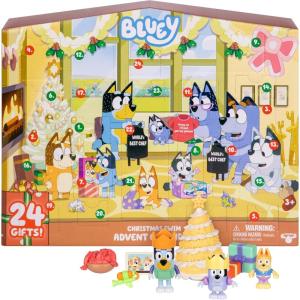Bluey Advent Calendar Pack Toys for Girls and Boys, 24 Days of Surprises, Kids 2025 Advent Calendar w/Accessories, Stickers & Mini Christmas Tree(Advent Calendar – Christmas Swim)