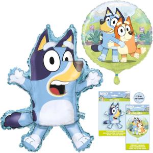 Bluey Birthday Party Supplies & Decorations | Large 28″ Foil Bluey Balloon & 18″ Round Foil Balloon | Sticker
