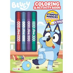 Bluey Coloring Book Includes Stamper Markers and Stickers, 48 Pages Coloring Fun with Bluey and Friends, Creative Kids Activity Book by Bendon