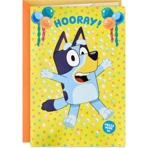Hallmark Bluey Kids Birthday Card with Sound and Light (Happiest Day Ever) for Son, Daughter, Grandchild(Bluey Birthday)