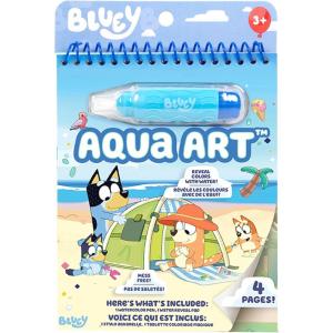 Horizon Group USA Bluey Aqua Art – Reusable Water Reveal Activity Pages With Water Pen for No-Mess Drawing and Coloring(Bluey)