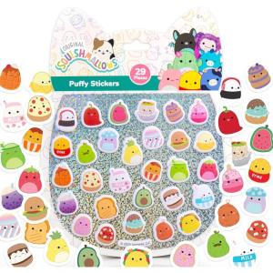 Horizon Group USA Bluey Sticker Playset, 2 Sticker Play Scenes, 35+ Reusable Puffy Bluey Repositionable Stickers for Kids, Perfect for Travel, Screen-Free Fun(Squishmallows Puffy)