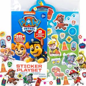 Horizon Group USA Bluey Sticker Playset, 2 Sticker Play Scenes, 35+ Reusable Puffy Bluey Repositionable Stickers for Kids, Perfect for Travel, Screen-Free Fun(Paw Patrol)