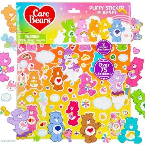 Horizon Group USA Bluey Sticker Playset, 2 Sticker Play Scenes, 35+ Reusable Puffy Bluey Repositionable Stickers for Kids, Perfect for Travel, Screen-Free Fun(Care Bears)