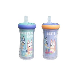 The First Years Bluey Insulated Straw Cup – Bluey Sippy Cups with Straw – Kids Water Bottles – 9 Oz – 2 Count – Ages 9 Months and Up(9 Ounce)
