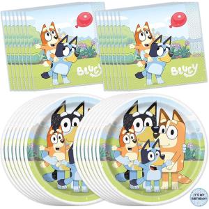 Unique Bluey Birthday Party Supplies | Serves 16 | Bluey Party Supplies | Bluey Birthday Decorations | Bluey Party Decorations | Bluey Plates and Napkins