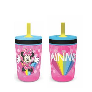 Zak Designs 15oz Bluey Kelso Tumbler Set, Leak-Proof Screw-On Lid with Straw Made of Durable Plastic and Silicone, Perfect Bundle for Kids, 2 Count (Pack of 1)(Minnie Mouse)