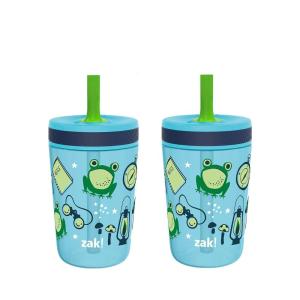 Zak Designs 15oz Bluey Kelso Tumbler Set, Leak-Proof Screw-On Lid with Straw Made of Durable Plastic and Silicone, Perfect Bundle for Kids, 2 Count (Pack of 1)(Campout)