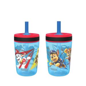 Zak Designs 15oz Bluey Kelso Tumbler Set, Leak-Proof Screw-On Lid with Straw Made of Durable Plastic and Silicone, Perfect Bundle for Kids, 2 Count (Pack of 1)(Paw Patrol – Chase & Marshall)