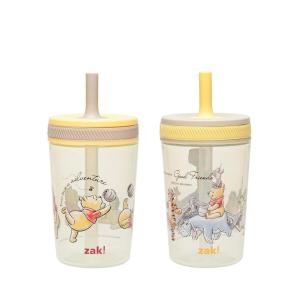 Zak Designs 15oz Bluey Kelso Tumbler Set, Leak-Proof Screw-On Lid with Straw Made of Durable Plastic and Silicone, Perfect Bundle for Kids, 2 Count (Pack of 1)(Disney Winnie the Pooh)