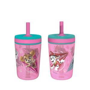 Zak Designs 15oz Bluey Kelso Tumbler Set, Leak-Proof Screw-On Lid with Straw Made of Durable Plastic and Silicone, Perfect Bundle for Kids, 2 Count (Pack of 1)(Paw Patrol – Skye & Everest)