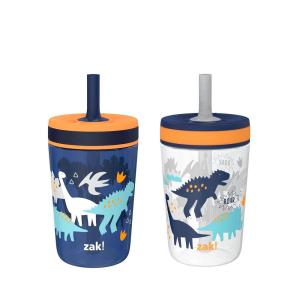Zak Designs 15oz Bluey Kelso Tumbler Set, Leak-Proof Screw-On Lid with Straw Made of Durable Plastic and Silicone, Perfect Bundle for Kids, 2 Count (Pack of 1)(DinoRoar & Zaksaurus)