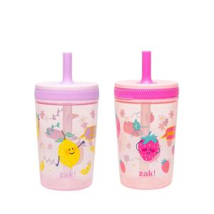 Zak Designs 15oz Bluey Kelso Tumbler Set, Leak-Proof Screw-On Lid with Straw Made of Durable Plastic and Silicone, Perfect Bundle for Kids, 2 Count (Pack of 1)(Sweet Berry  Lemon Zest)