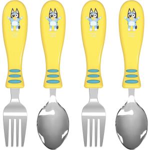 Zak Designs Bluey Kid Flatware Set with Fun Character Art on Both Utensils, Non Slip Fork and Spoon Set is Perfect for Encouraging Picky Eaters to Finish Their Plates (2 pk, BPA-Free)(Bluey)