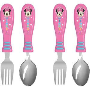 Zak Designs Bluey Kid Flatware Set with Fun Character Art on Both Utensils, Non Slip Fork and Spoon Set is Perfect for Encouraging Picky Eaters to Finish Their Plates (2 pk, BPA-Free)(Minnie Mouse)