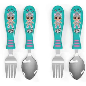 Zak Designs Bluey Kid Flatware Set with Fun Character Art on Both Utensils, Non Slip Fork and Spoon Set is Perfect for Encouraging Picky Eaters to Finish Their Plates (2 pk, BPA-Free)(LOL Surprise)