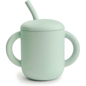 mushie x Bluey 100% Silicone Training Cup & Straw for Toddlers | 6 Months+ (Bluey Sage)(Cambridge Blue)