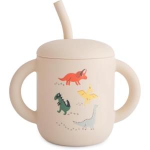 mushie x Bluey 100% Silicone Training Cup & Straw for Toddlers | 6 Months+ (Bluey Sage)(Dinosaurs)