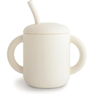 mushie x Bluey 100% Silicone Training Cup & Straw for Toddlers | 6 Months+ (Bluey Sage)(Ivory)