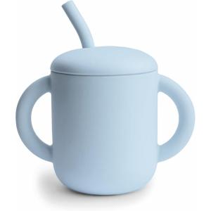 mushie x Bluey 100% Silicone Training Cup & Straw for Toddlers | 6 Months+ (Bluey Sage)(Powder Blue)