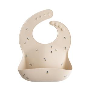 mushie x Bluey Silicone Baby Bib | Adjustable Fit Waterproof Bibs (Bluey Ivory)(Bees)