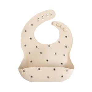 mushie x Bluey Silicone Baby Bib | Adjustable Fit Waterproof Bibs (Bluey Ivory)(Black Daisy)
