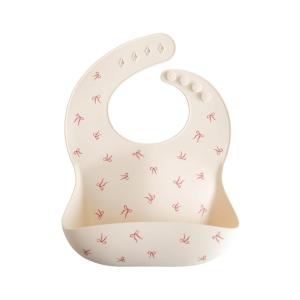 mushie x Bluey Silicone Baby Bib | Adjustable Fit Waterproof Bibs (Bluey Ivory)(Bows)