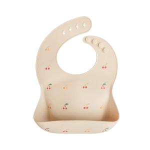 mushie x Bluey Silicone Baby Bib | Adjustable Fit Waterproof Bibs (Bluey Ivory)(Cherries)