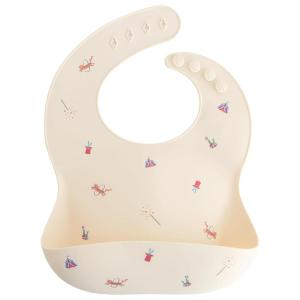 mushie x Bluey Silicone Baby Bib | Adjustable Fit Waterproof Bibs (Bluey Ivory)(Circus)