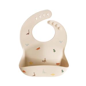 mushie x Bluey Silicone Baby Bib | Adjustable Fit Waterproof Bibs (Bluey Ivory)(Dinosaurs)
