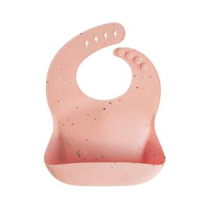 mushie x Bluey Silicone Baby Bib | Adjustable Fit Waterproof Bibs (Bluey Ivory)(Powder Pink Confetti)