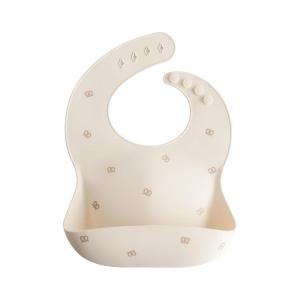 mushie x Bluey Silicone Baby Bib | Adjustable Fit Waterproof Bibs (Bluey Ivory)(Pretzel)