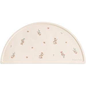 mushie x Bluey Silicone Placemat for Kids | BPA-Free Non-Slip Design (Bluey Ivory)(Pink Flowers)