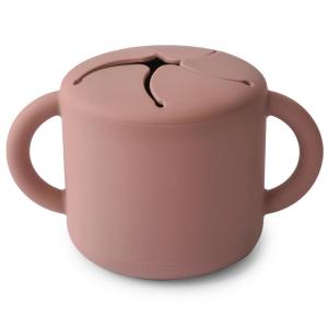 mushie x Bluey Silicone Snack Cup | Spill Proof Food Container for Toddler and Baby (Bluey Ivory)(Cloudy Mauve)