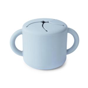 mushie x Bluey Silicone Snack Cup | Spill Proof Food Container for Toddler and Baby (Bluey Ivory)(Powder Blue)