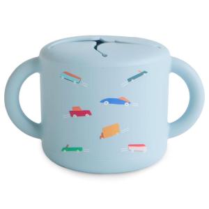 mushie x Bluey Silicone Snack Cup | Spill Proof Food Container for Toddler and Baby (Bluey Ivory)(Retro Cars)