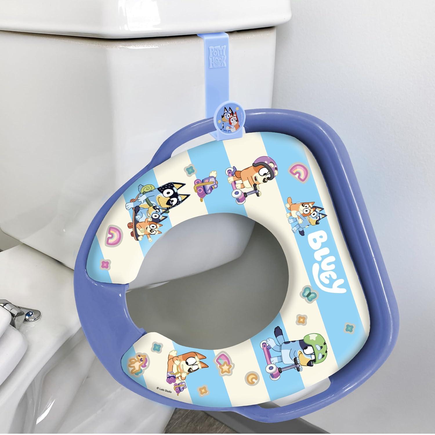 imageBluey 5 Piece Potty Go Kit Training System Includes Soft and Travel Potties Stickers Hook and Storage Bag