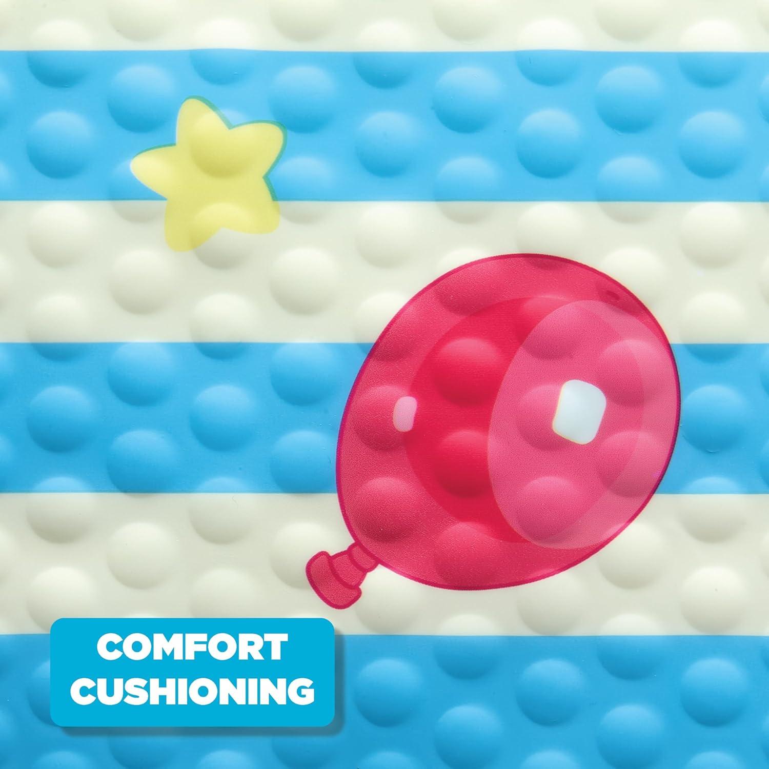 imageBluey Bath Mat for Kids Toddlers and Babies 155 by 22 Inch Non Slip Bathtub Mat with Suction Cups Machine Washable Cushioned to Protect Easy to Clean Official Bluey Characters