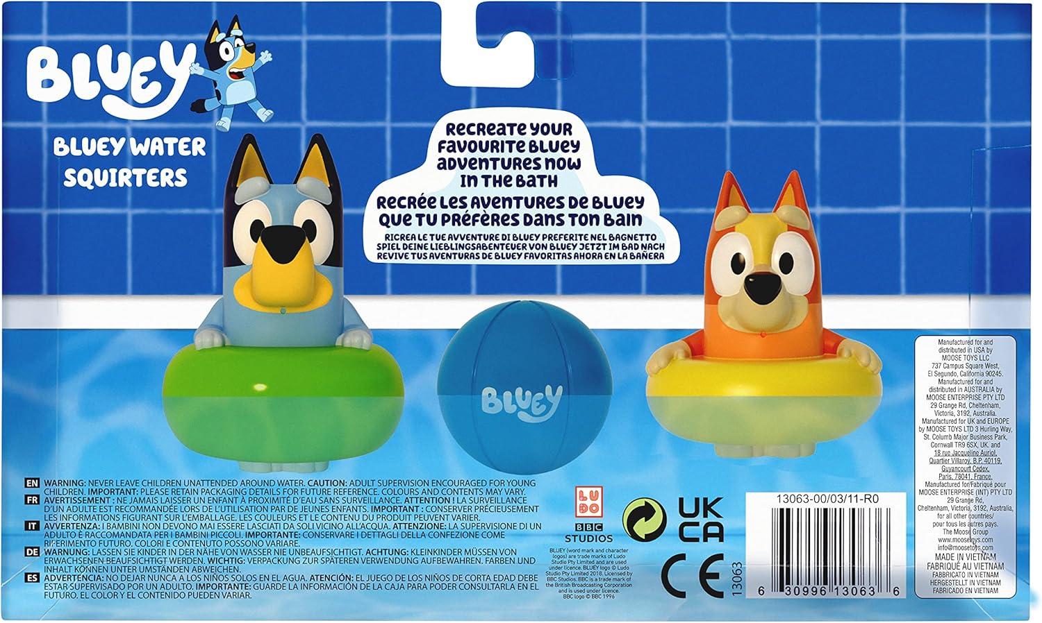 imageBluey Bath Squirter Toys Pack of 3 Lightweight Floating Water Toy Set with Bingo and Beach Ball Squeezable Bath Toys for Toddlers and Kids Ages 3
