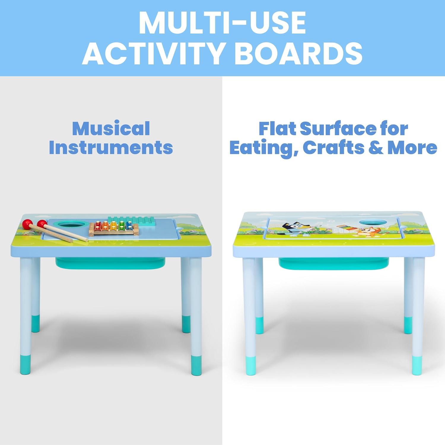 imageBluey Compact Play ampamp Learn Sensory Table Includes Musical Instruments Use as Sand TableSensory TableActivity TableMontessori Toy Blue