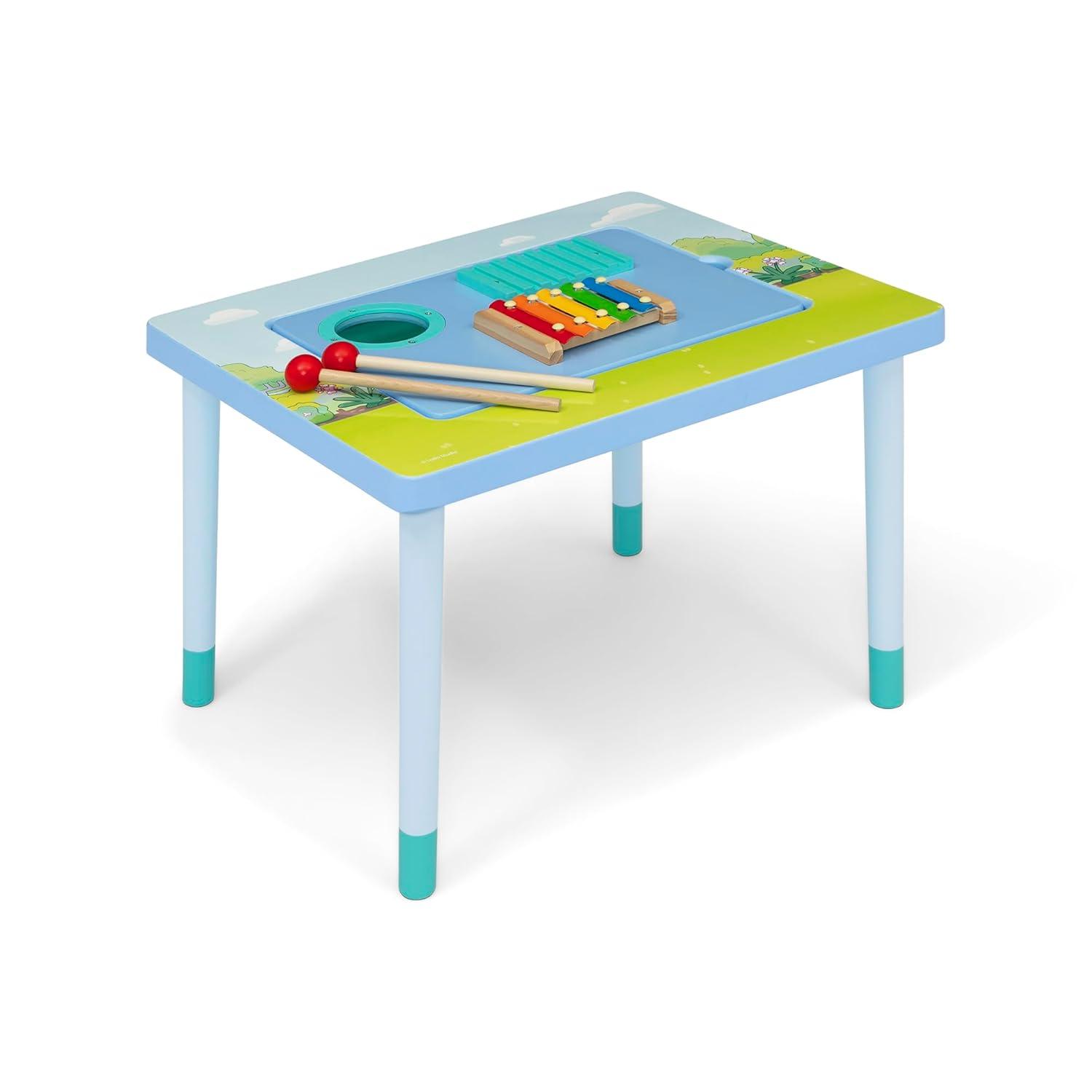 imageBluey Compact Play ampamp Learn Sensory Table Includes Musical Instruments Use as Sand TableSensory TableActivity TableMontessori Toy Blue