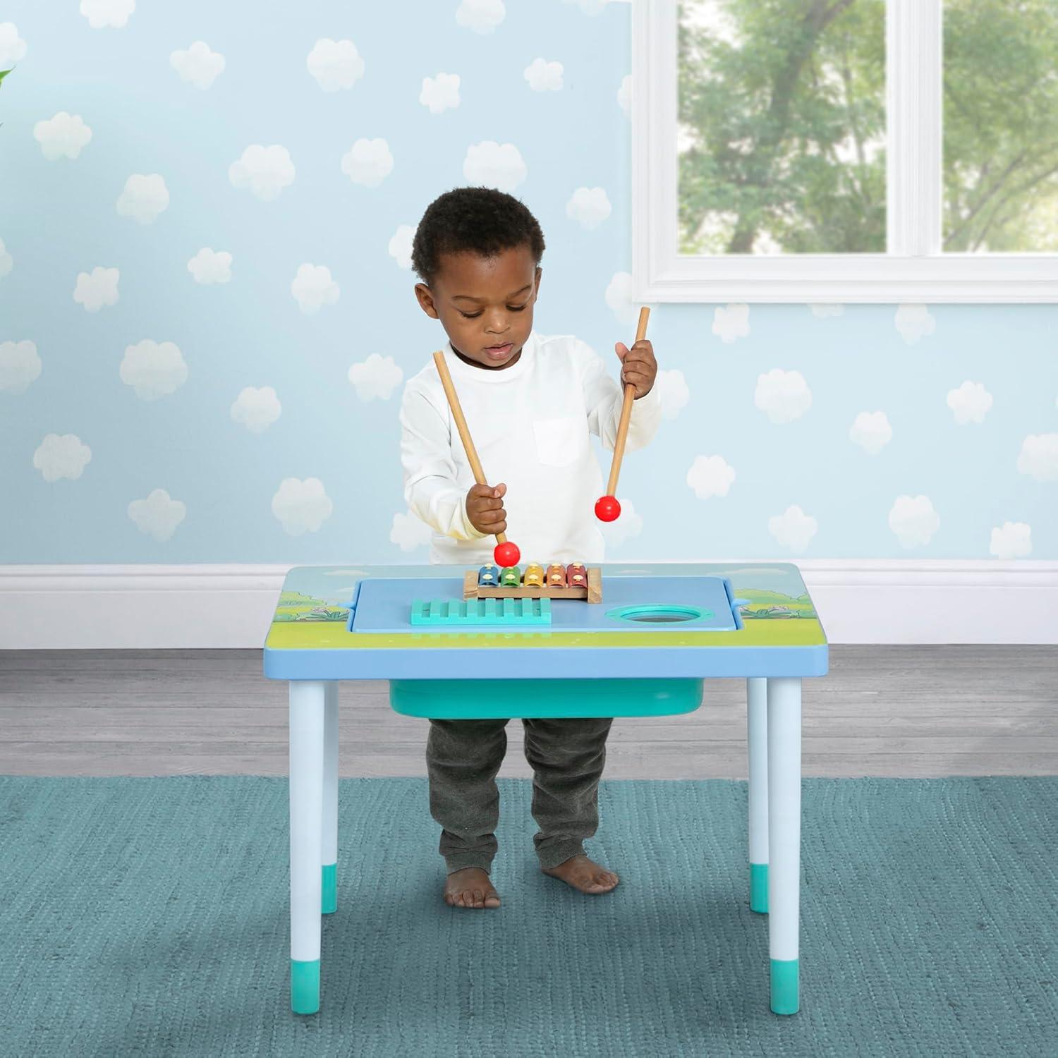 imageBluey Compact Play ampamp Learn Sensory Table Includes Musical Instruments Use as Sand TableSensory TableActivity TableMontessori Toy Blue