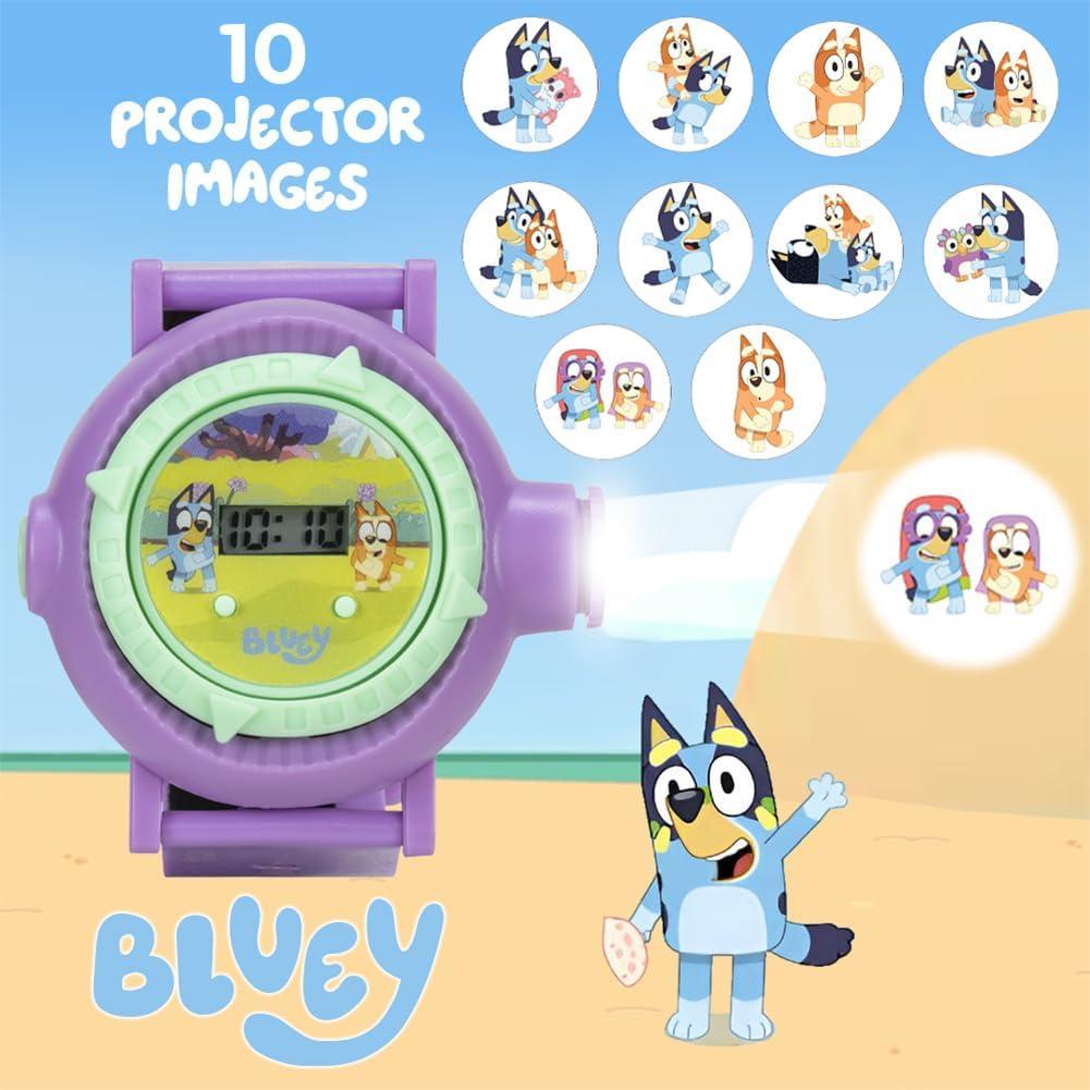 imageBluey Kids Projection Watch with LCD Display 10 Fun Bluey Images LightUp Projector Adjustable Plastic Strap KidFriendly Durable Build Perfect for Young Bluey Fans Fits Wrist Sizes 55quot to 8quot