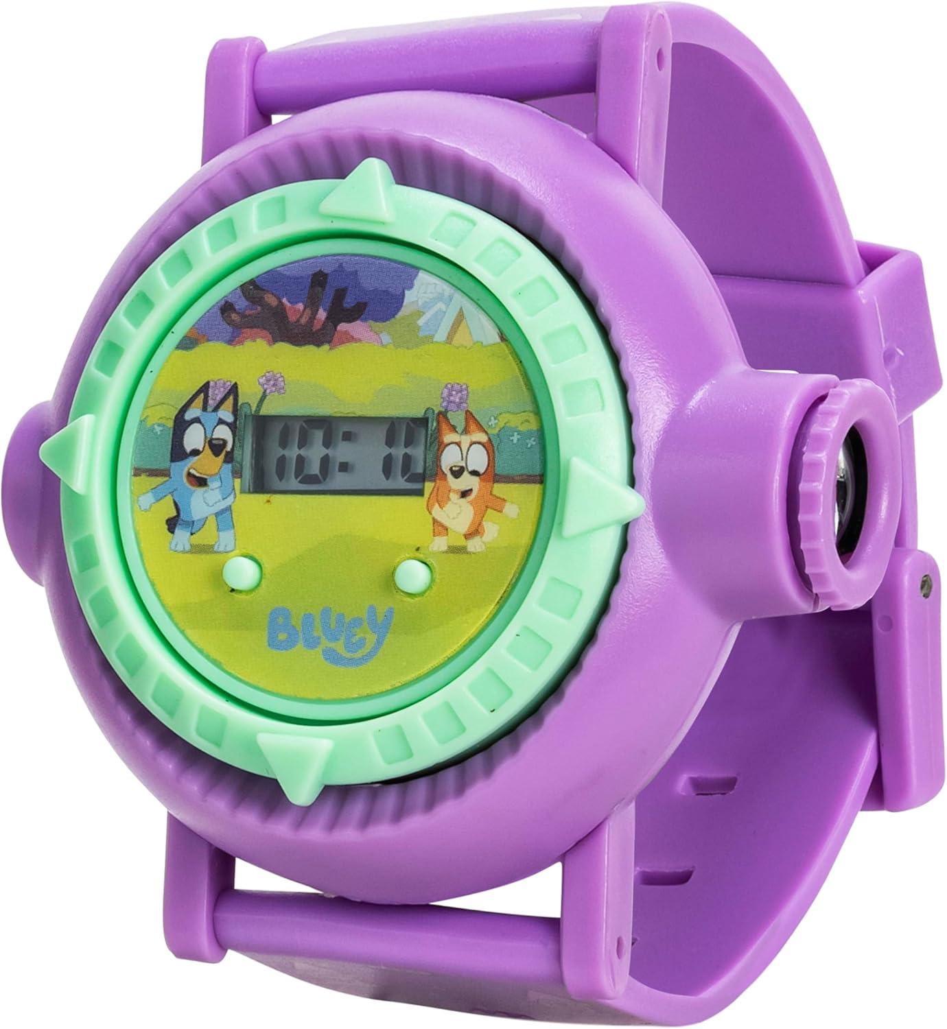 imageBluey Kids Projection Watch with LCD Display 10 Fun Bluey Images LightUp Projector Adjustable Plastic Strap KidFriendly Durable Build Perfect for Young Bluey Fans Fits Wrist Sizes 55quot to 8quot