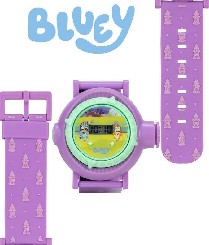 imageBluey Kids Projection Watch with LCD Display 10 Fun Bluey Images LightUp Projector Adjustable Plastic Strap KidFriendly Durable Build Perfect for Young Bluey Fans Fits Wrist Sizes 55quot to 8quot
